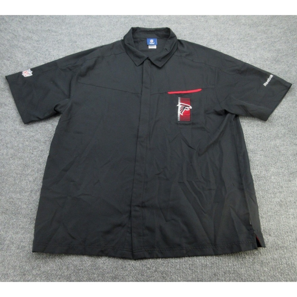 Reebok Mens Shirt Regular Black NFL Atlanta Falcons Onfield Button Front 2XL
